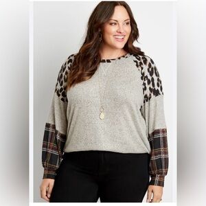 Maurices Colorblock Baseball Sleeve Top